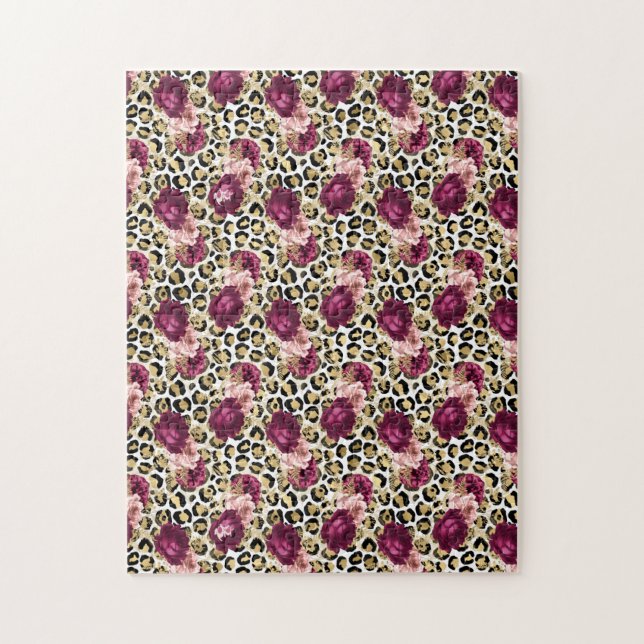 Girl Gold Pink Blütenleopard Print (Vertikal)
