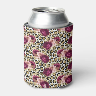 Girl Gold Pink Blütenleopard Print Dosenkühler