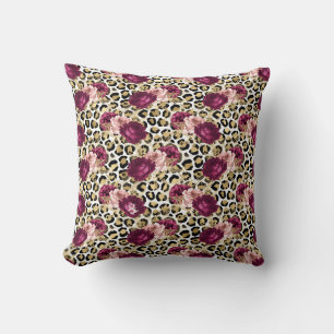 Girl Gold Pink Blütenleopard Print Kissen