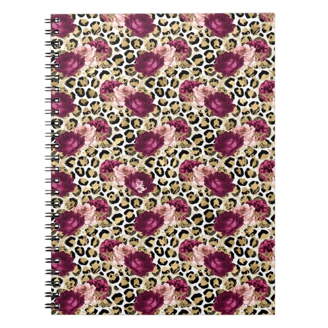 Girl Gold Pink Blütenleopard Print Notizblock (Vorderseite)