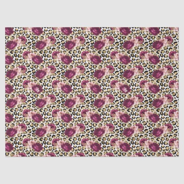 Girl Gold Pink Blütenleopard Print Seidenpapier (Vorderseite)