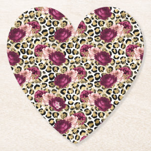 Girl Gold Pink Blütenleopard Print Untersetzer