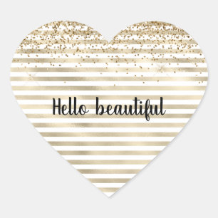 Girl-Gold-Streifen-Glitzer Herz-Aufkleber