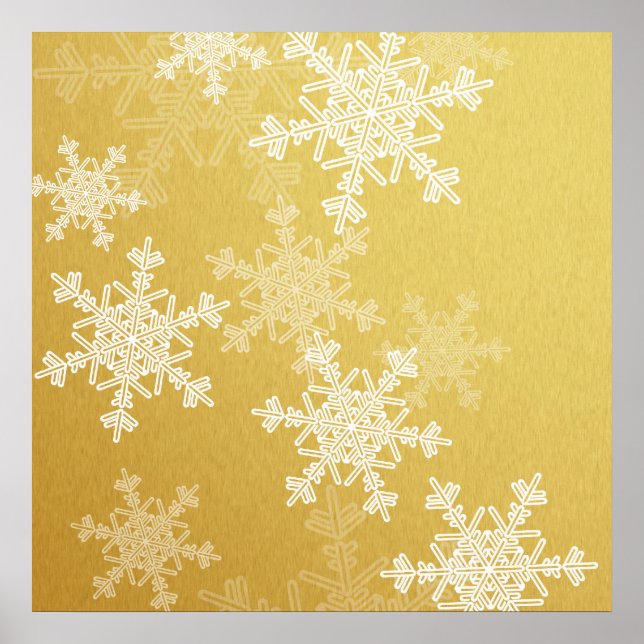 Girl-golden-weiße Weihnachtsschneeflocken Poster (Vorne)