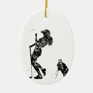 Girl Golfer Keramik Ornament