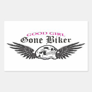 Girl Gone Biker Rechteckiger Aufkleber