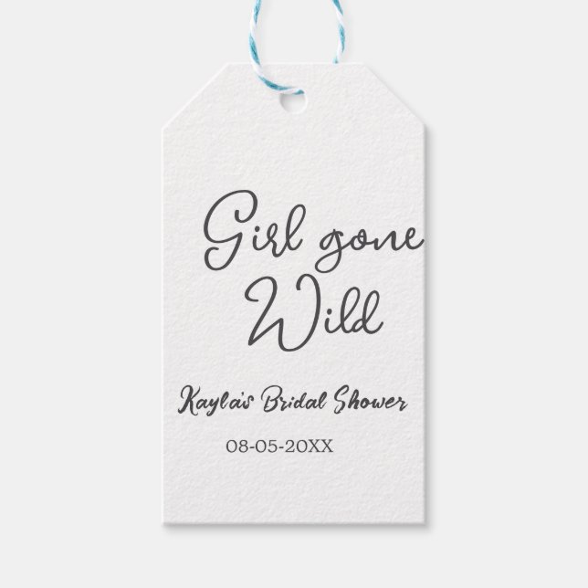 Girl gone wild bridal shower name date simple mini geschenkanhänger (Vorderseite)