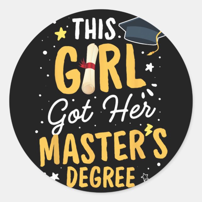 Girl Got ihren Master-Abschluss-Abschluss meistert Runder Aufkleber (Vorderseite)