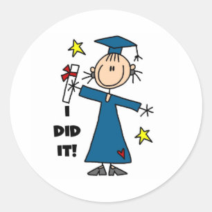 Girl Graduate Runder Aufkleber