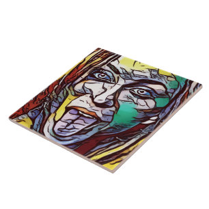 Girl Graffiti Paint Art Face Eye farbig Fliese