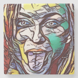 Girl Graffiti Paint Art Face Eye farbig Steinuntersetzer