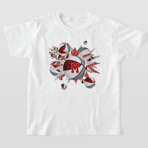 Girl-graue Basketballstars mit Monogramm T-Shirt