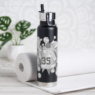 Girl Graue Silbervolleyball und Sterne Trinkflasche