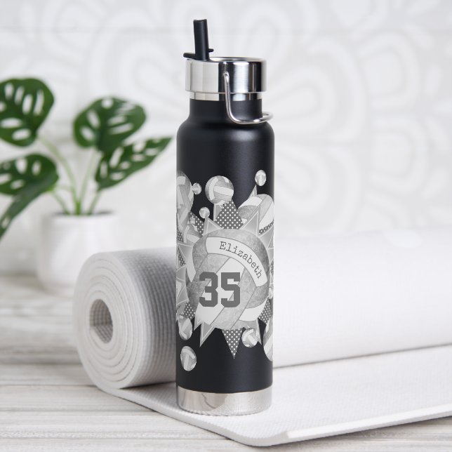 Girl Graue Silbervolleyball und Sterne Trinkflasche (Yoga)
