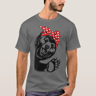 Girl Grizzle Bären mit Bandana Headband und T-Shirt