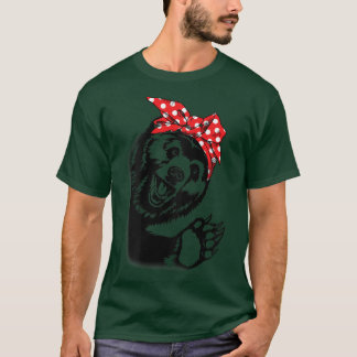 Girl Grizzle Bären mit Bandana Headband und T-Shirt