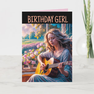 GIRL GUITAR CARTE DE SALUT D'ANNIVERSAIRE POUR ELL