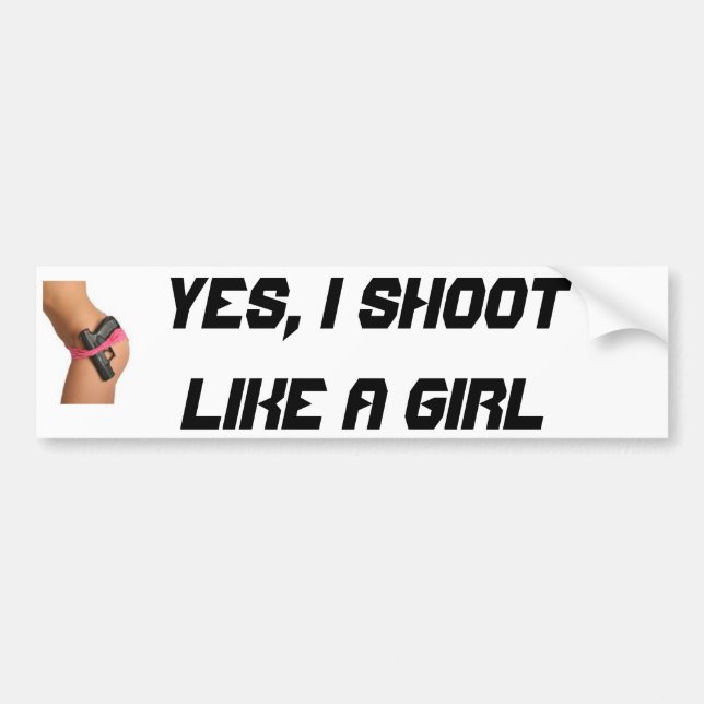 girl-gun-pants-002 JA SCHIESSE ICH WIE EIN MÄDCHEN Autoaufkleber (Vorne)