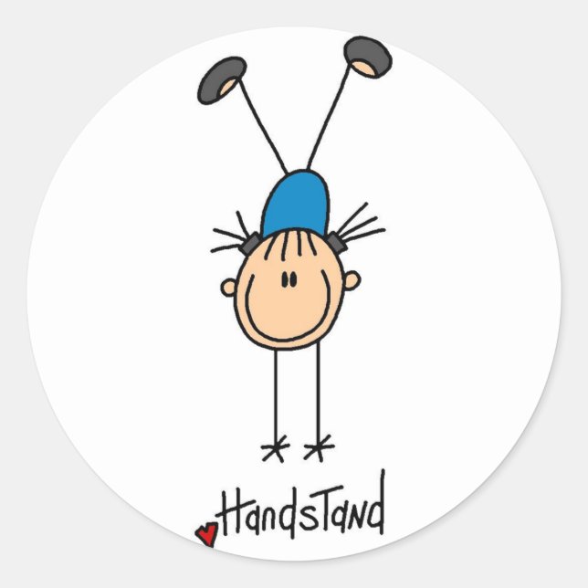 Girl Gymnast Handständer T - Shirt und Geschenke Runder Aufkleber (Vorderseite)