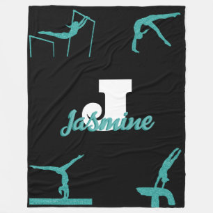 Girl Gymnastik Türkis Monogram Personalisiert Fleecedecke