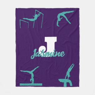 Girl Gymnastik Türkis Monogram Personalisiert Fleecedecke