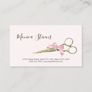 Girl-Hair-Stylist-Gold-Schere mit rosa Bow Visitenkarte