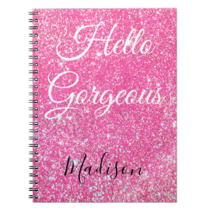 Girl Hallo Gorgee Hot Pink Glitzer Sparkle Name Notizblock