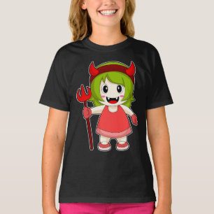 Girl Halloween Devil Trident T-Shirt
