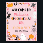 Girl Halloween Spooktacular Birthday Welcome Poster<br><div class="desc">Welcome your party guests with an adorable personalized sign. Frame the sign and display it on a table near the entrance or mount the poster on foam and display it outside on an easel. The design features cute Halloween graphics.</div>