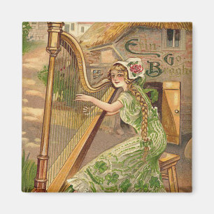 Girl Harp Rose Kleeblatt Erin Go Braugh Magnet
