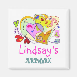 Girl Hearts Personalized Artwork Magnet