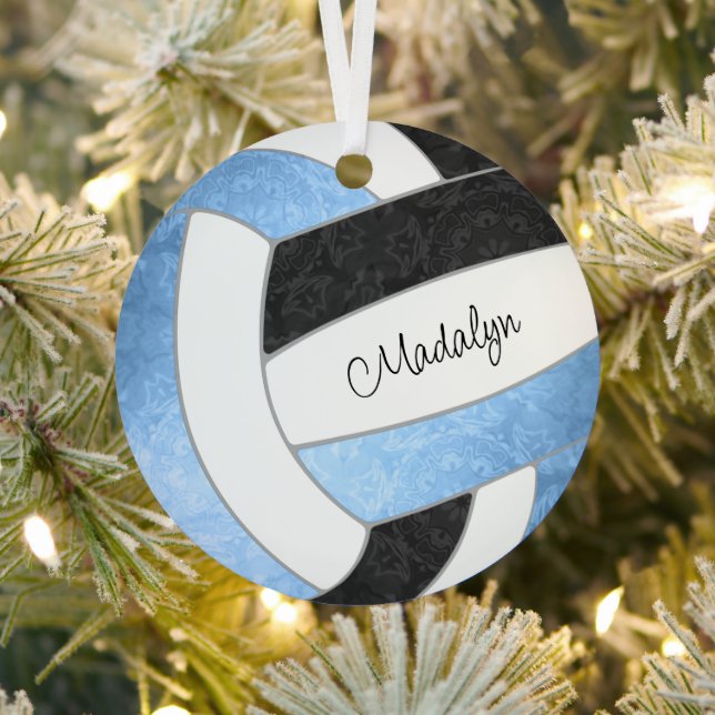 Girl hellblau schwarzer Keepake Geschenke Volleyba Ornament Aus Metall (InSitu)