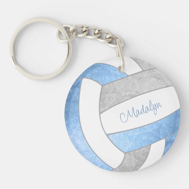 Girl-Hellblau-Volleyball Schlüsselanhänger (Vorderseite)