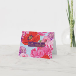 Girl Hello Darling Floral Note Card Karte