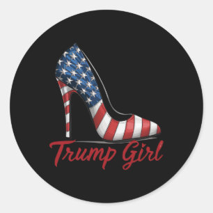 Girl High Heel Stilettos American Flag Trump 2024 Runder Aufkleber