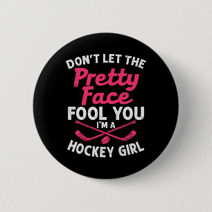 Girl Hockey-Geschenk für Frauen Kinder Eishockeysp Button