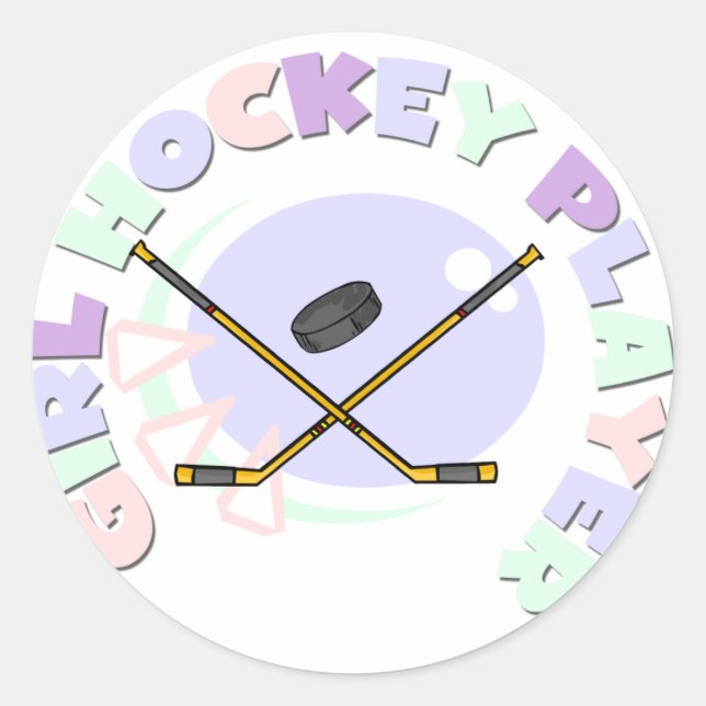 Girl Hockey Player Tshirts und Geschenke Runder Aufkleber (Vorderseite)