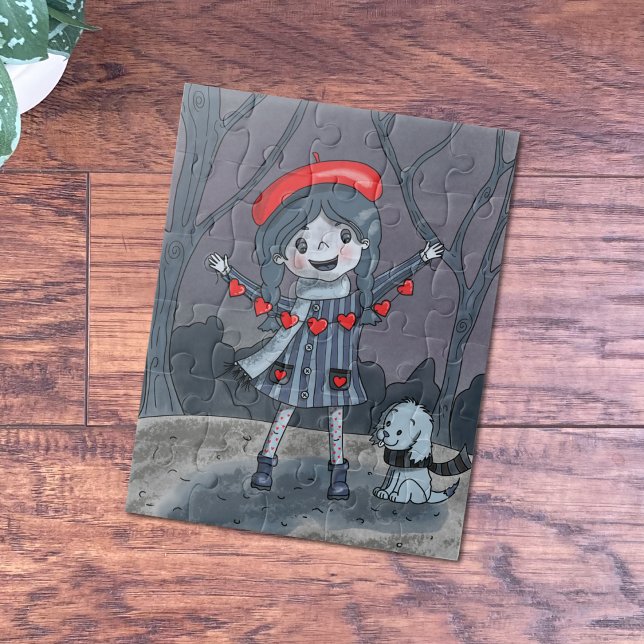Girl Holding Heart Garland Puzzle (Von Creator hochgeladen)