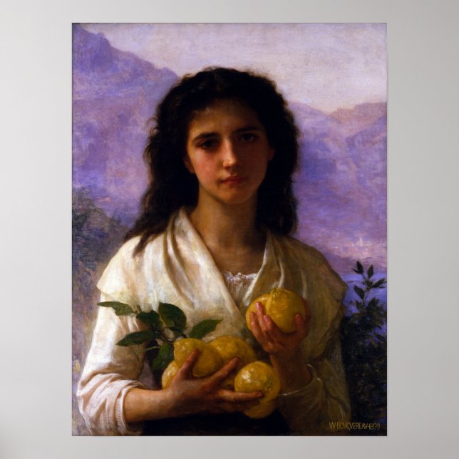 Girl Holding Lemons W.A. Bouguereau Leinwand Poster (Vorne)