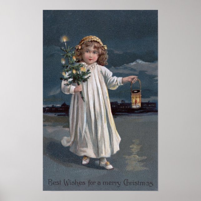 Girl Holding Tree and Lantern Poster (Vorne)