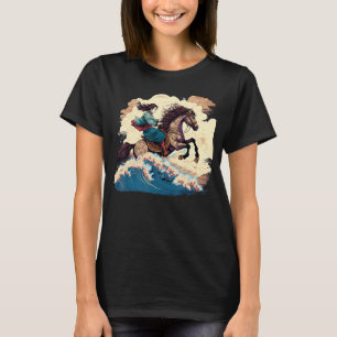 Girl Horse Riding Reittiere Japanische Ästhetik T-Shirt
