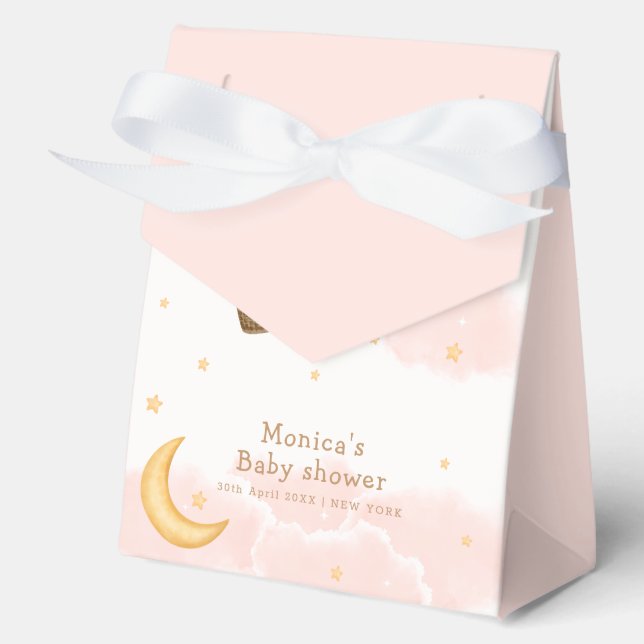 Girl Hot Air Ballon Moon Star Baby Dusche Geschenkschachtel (Vorderseite)