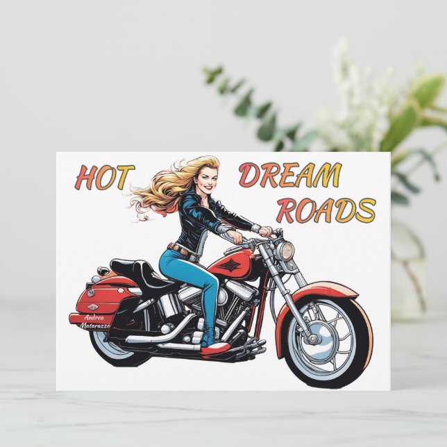 Girl Hot Dream Road Flat Card (Stehend Vorderseite)