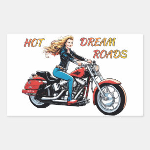 Girl Hot Dream Roads Rechteckiger Aufkleber