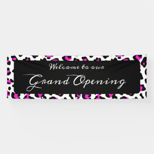 Girl Hot Pink Black and White Leopard Spot Banner