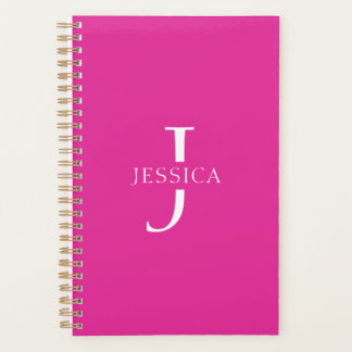 Girl Hot Pink Fun Moderne Monogram Name Planer