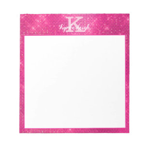 Girl Hot Pink Glam Glitzer Sparkone Monogramm Name Notizblock
