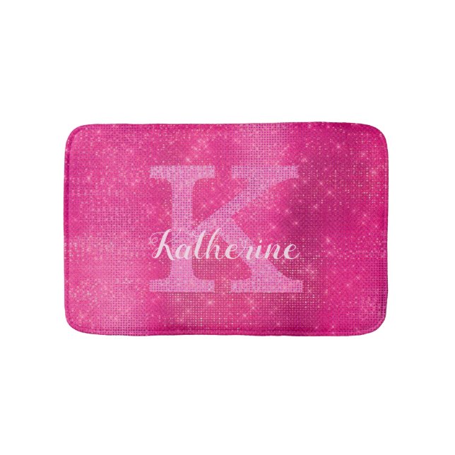 Girl-Hot-Pink-Glitzer-Synonym Badematte (Vorderseite)
