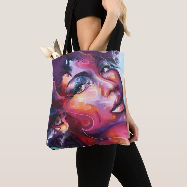 Girl Hot Pink Hair Quirky farbenfroher Spaß Whimsi Tasche (Von Nahem)
