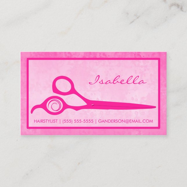 Girl Hot Pink Scissors Salon Erinnerung Terminkarte (Vorderseite)